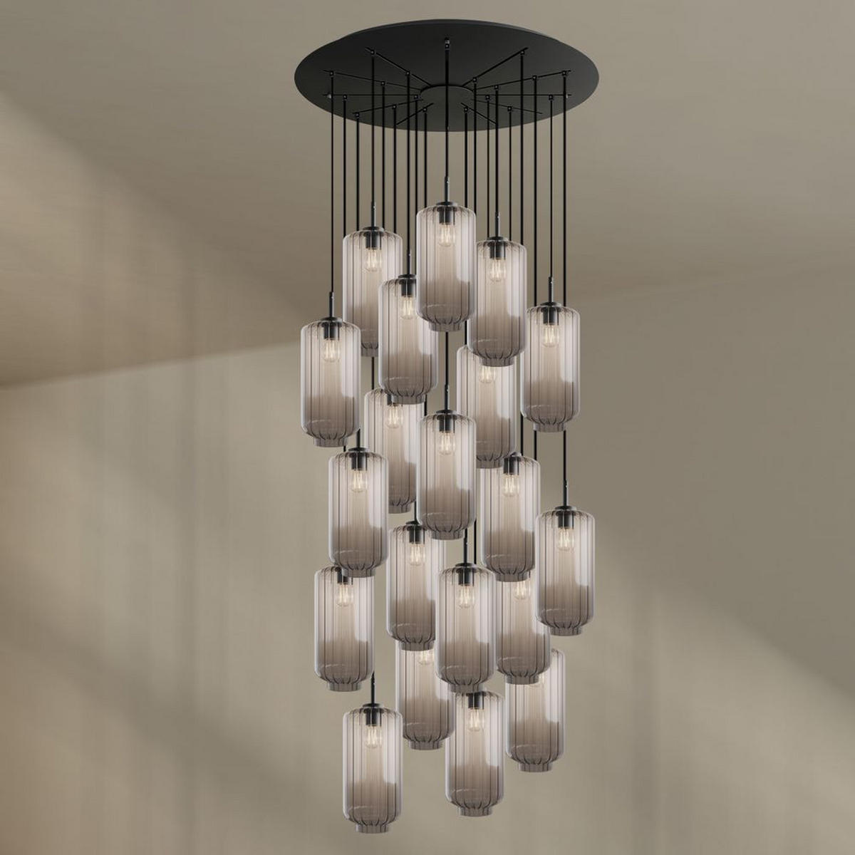 GALERIELEUCHTE Velo 20-flammig Klar Ø 18cm - Klar/Schwarz, Glas (18/18/33cm) - s.luce