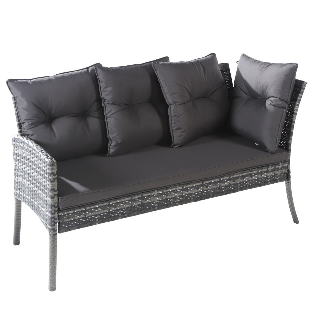 GARTENMÖBELSET 195x144x95cm grau aus Rattan und Stahl, waschbar - Grau, Metall - Modfu