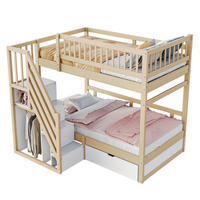 ETAGENBETT mit Stauraum 90x200 cm Massivholz Weiß und Naturholz - Wengefarben, Holzwerkstoff (90/200cm) - Beauniv
