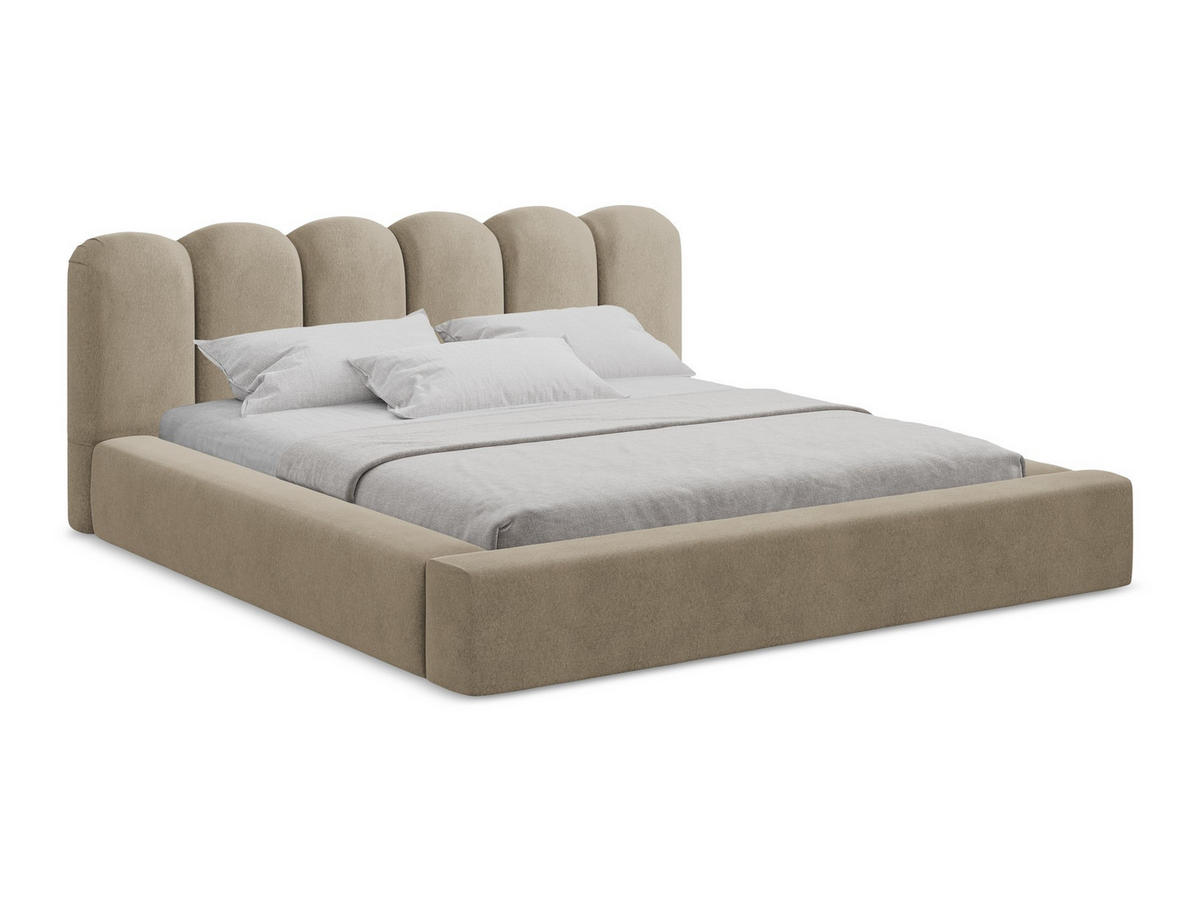 POLSTERBETT mit Bettkasten und Lattenrost 200x238 Beige - Beige/Schwarz, Kunststoff/Textil (160/200cm) - Makamii