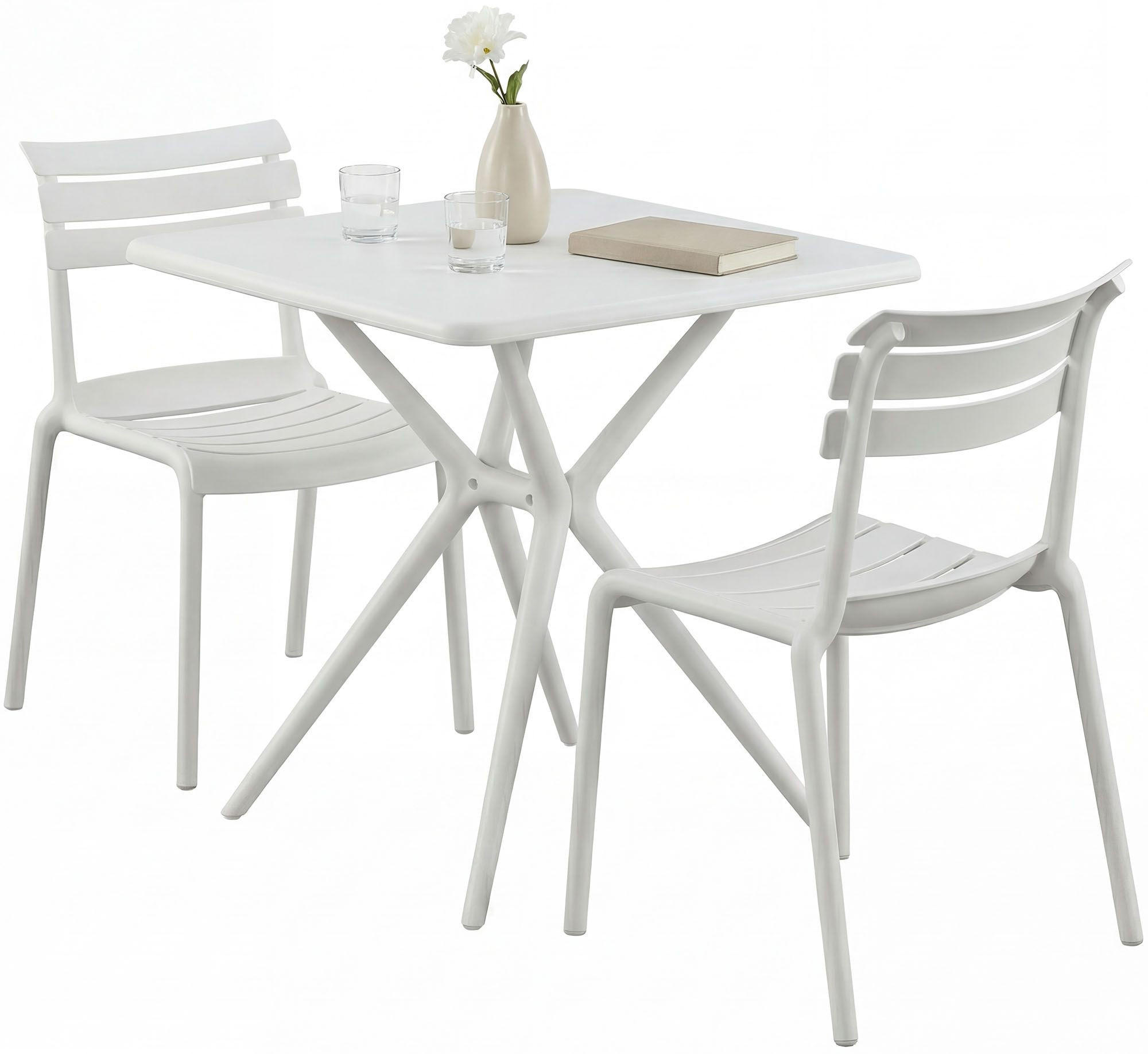 GARTENMÖBEL-SET Klara 2 Stühle 190x72x82cm Kunststoff Weiß Balkonset - Weiß, Kunststoff - DELUKE