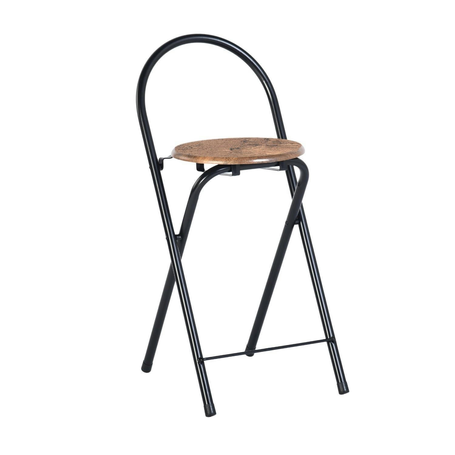 BARHOCKER Klappbar mit Lehne Vintage Braun und Schwarz 55,5 cm - Multicolor, Metall (36.5/78/41cm)