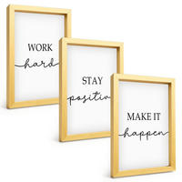 BILDER SET 3er Set - 20x30 cm Goldrahmen - Minimalistische Motivationsinschriften - Goldfarben, Kunststoff (20/30cm) - TULUP