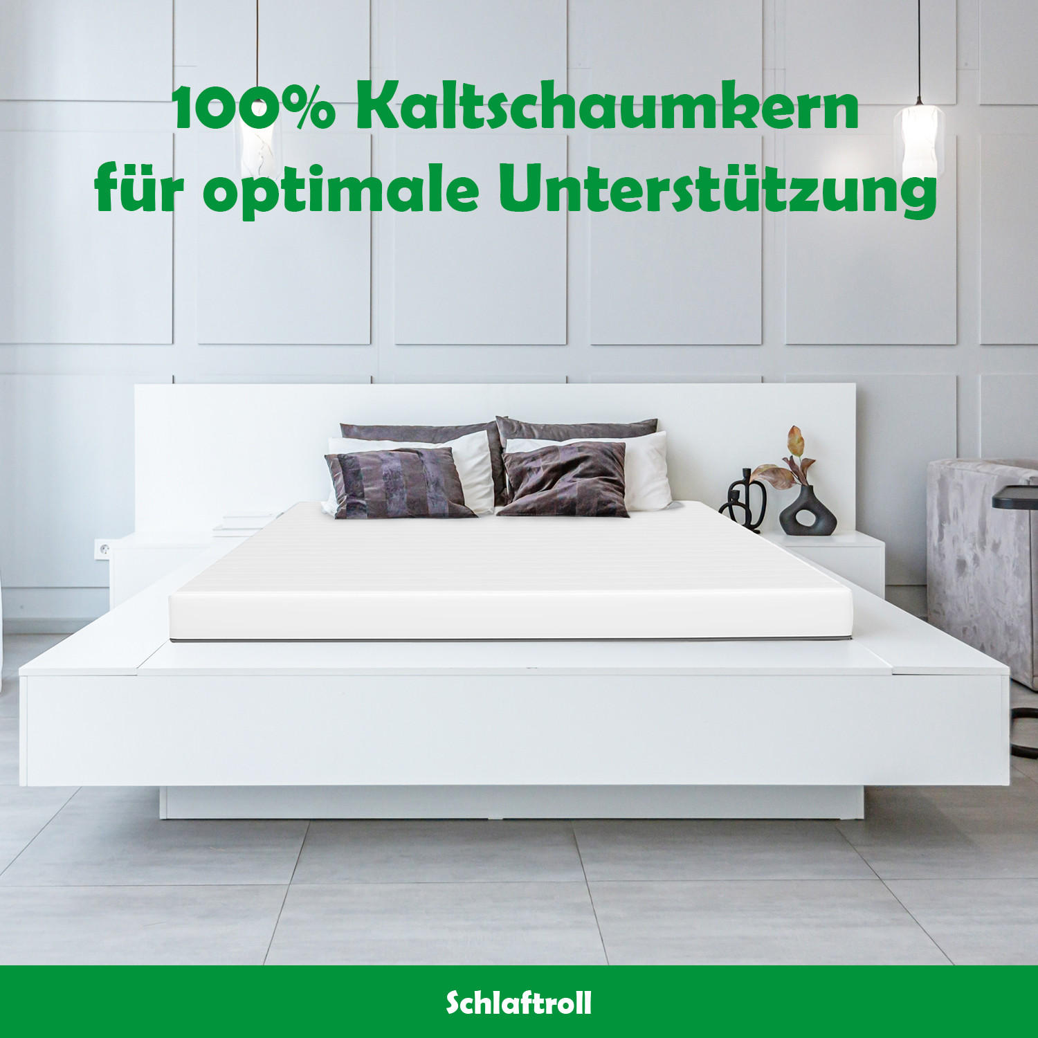 Thumbnail - Schlaftroll Kaltschaummatratze, Weiß, Textil, H3, Rechteckig, 100x200 cm, Oeko-Tex® Standard 100, Schlafzimmer, Matratze...
