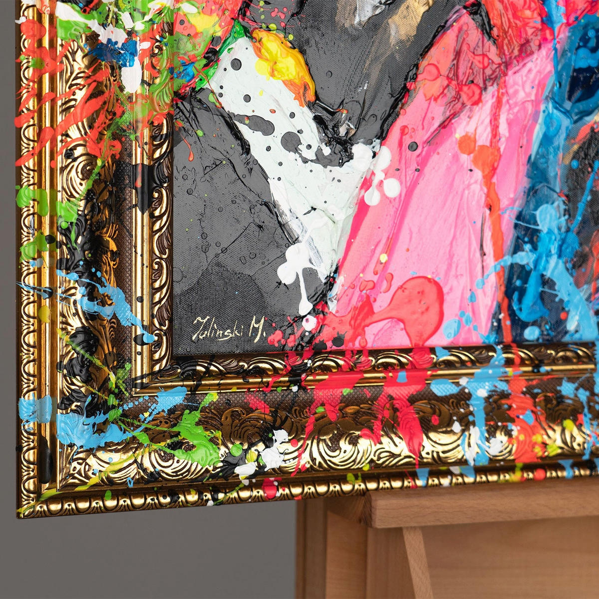 GEMÄLDE Kontrastreicher Auftritt Schattenfugenrahmen Gold 160x80 cm - Goldfarben, Holz (160/80cm) - YS-art gallery