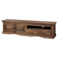 TV-BOARD Sheesham 200x45x50 grau geölt LEEDS #06 - Grau, Holz (200/50/45cm) - Massivmoebel24