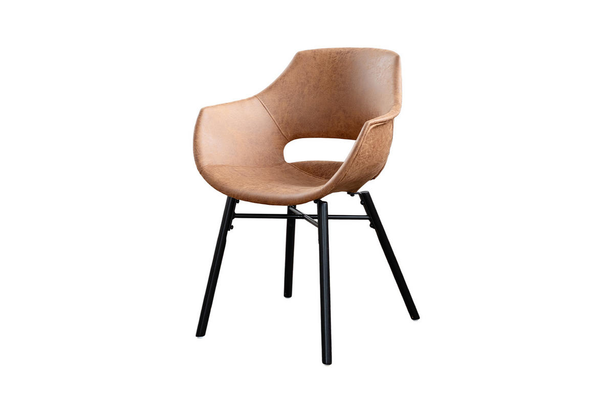 STUHL ZAJA Braun Microfaser - Dunkelbraun/Braun, Textil (57/82/59cm) - KAWOLA