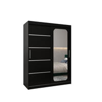 SCHWEBETÜRENSCHRANK 200/150/62 2-türig - Silberfarben/Schwarz, Holz/Kunststoff (150/200/62cm) - MÖBEL KRYSPOL