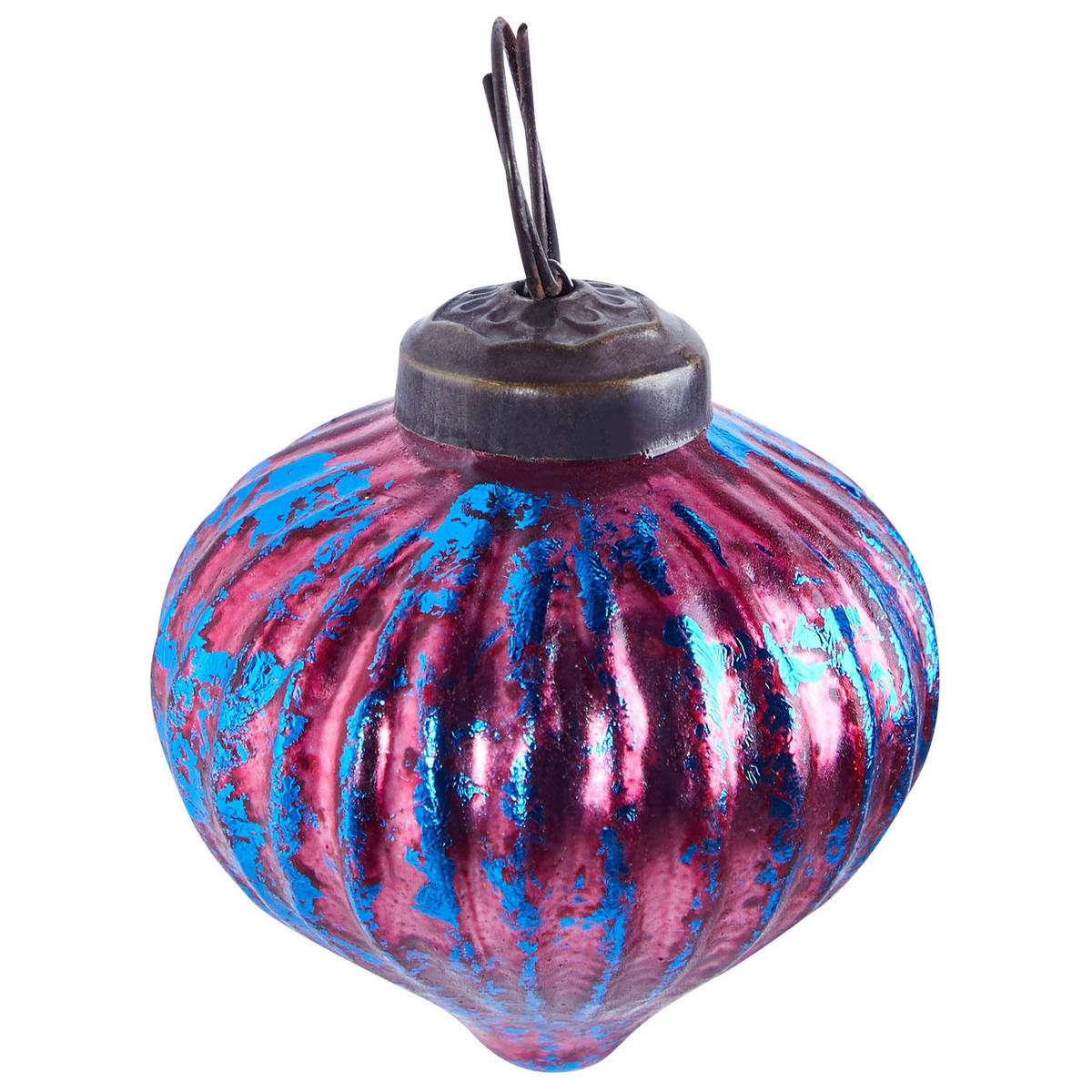 WEIHNACHTSBAUMKUGELN 9/11/16 cm Rosa Astrale - Blau/Rosa, Glas (15/9/15cm) - Beliani