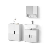 BADMÖBEL-SET Ronco Weiß Hochglanz 3 Teile, mit Unterschrank 60 cm - Weiß Hochglanz/Weiß, Holzwerkstoff (60/59/30cm) - Livinity®