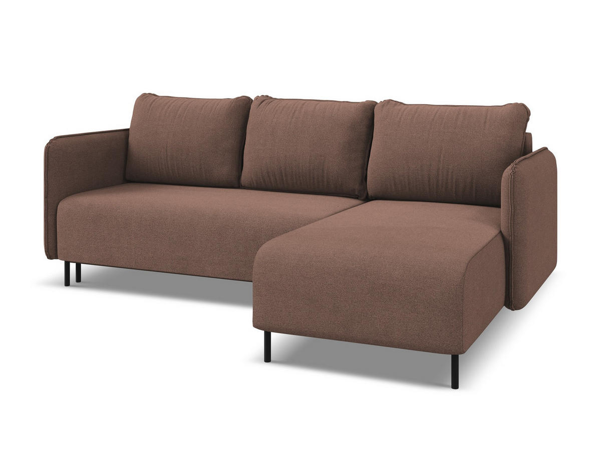 ECKSOFA mit Schlaffunktion Strukturstoff Stoff Pink - Pink/Hellrosa, Holz/Textil (236/162cm) - Makamii