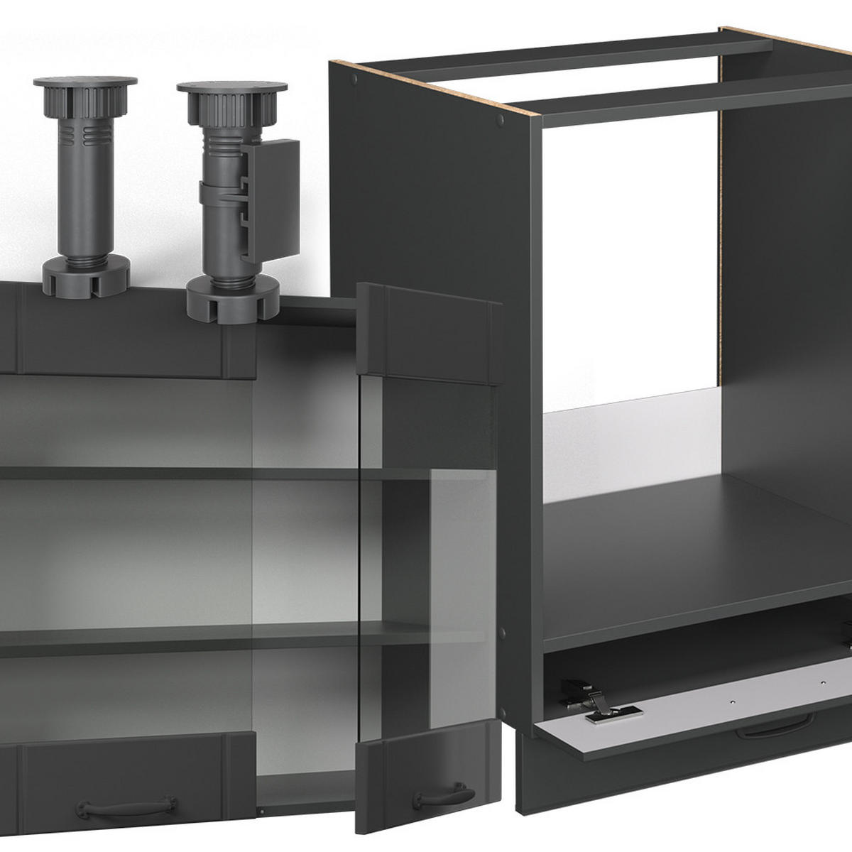 ROHOVÁ KUCHYŇ Fame-Line Tmavě šedá - tmavě šedá/antracitová, kompozitní dřevo (287/81.6/60cm) - Vicco