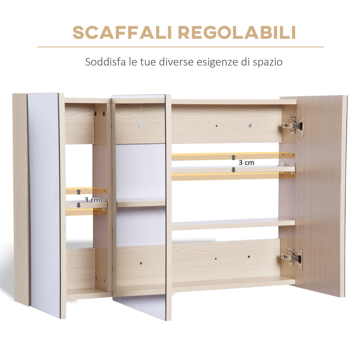 SPIEGELSCHRANK mit 3 sanft schließenden Spiegeltüren,90x13,5x60 cm ,Holzfarbe - Braun, Glas (90/135/60cm) - Vallsero