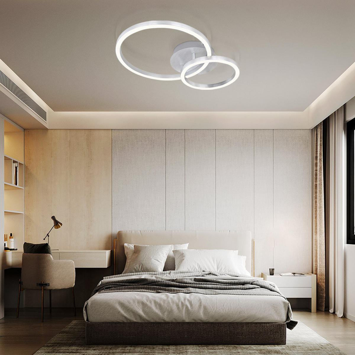 LED DECKENLEUCHTE Kreisform Weiß Opal - Weiß, Metall (41.3/30/7cm) - Globo Lighting