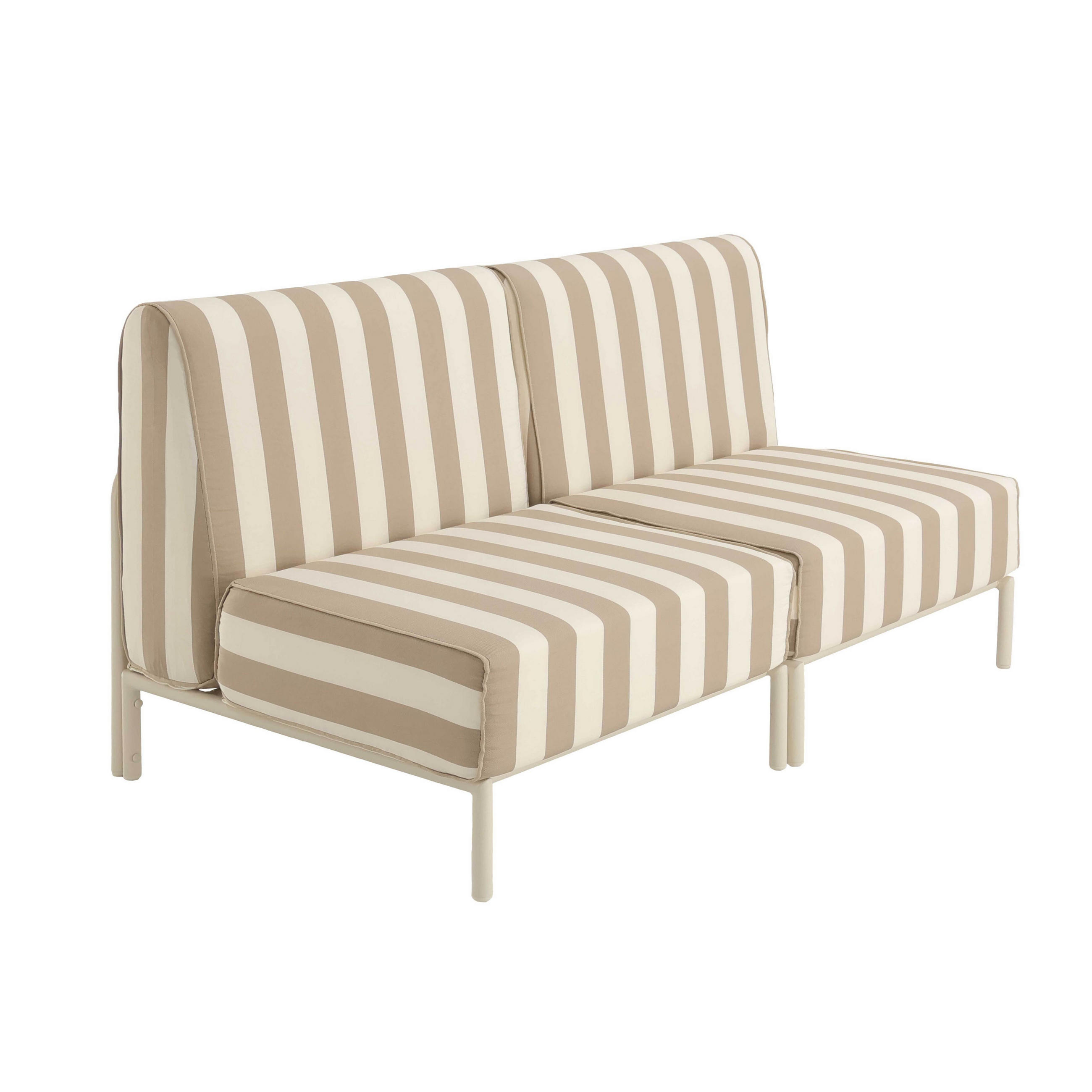 GARTENSOFA mit 2 Sitzplätzen, Beige - Beige, Metall - Oviala