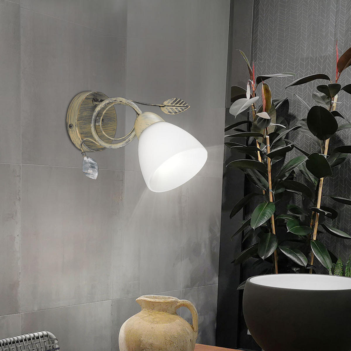 WANDLEUCHTE TRADITIO Silber - Silberfarben, Glas (13/21.5/29cm)