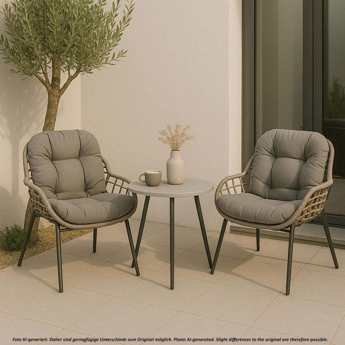 POLY-RATTAN GARNITUR Grau, Anthrazit - Anthrazit/Grau, Kunststoff - MCW