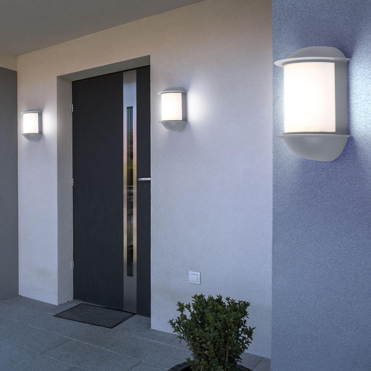 LED AUSSEN-WANDLEUCHTE Aluguss Silber Weiß 2er Set - Weiß, Metall (10/22/16cm)