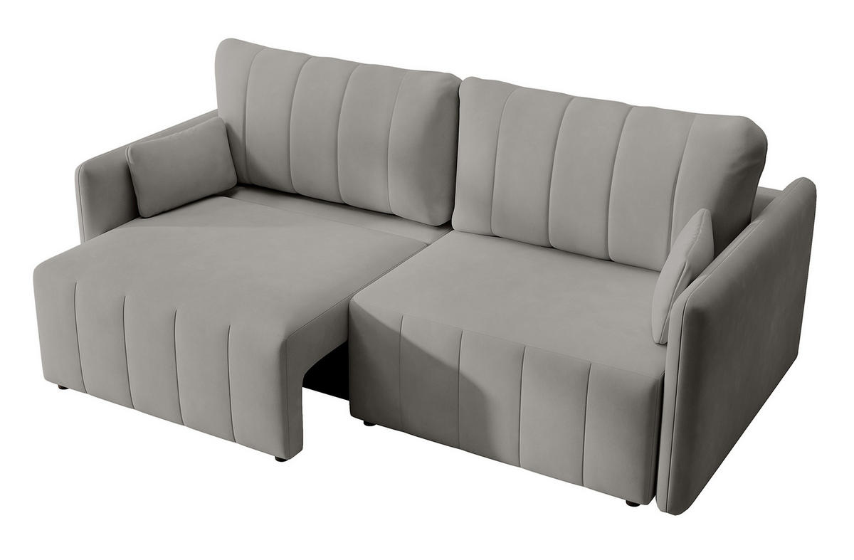 SCHLAFSOFA Pierra Hellgrau hydrophober Samt - Hellgrau/Schwarz, Kunststoff/Textil (215/100/112cm) - Selsey