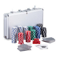 POKERSET Silber 300er-Set Alu-Koffer - Multicolor, Kunststoff/Metall (38/7cm) - Relaxdays