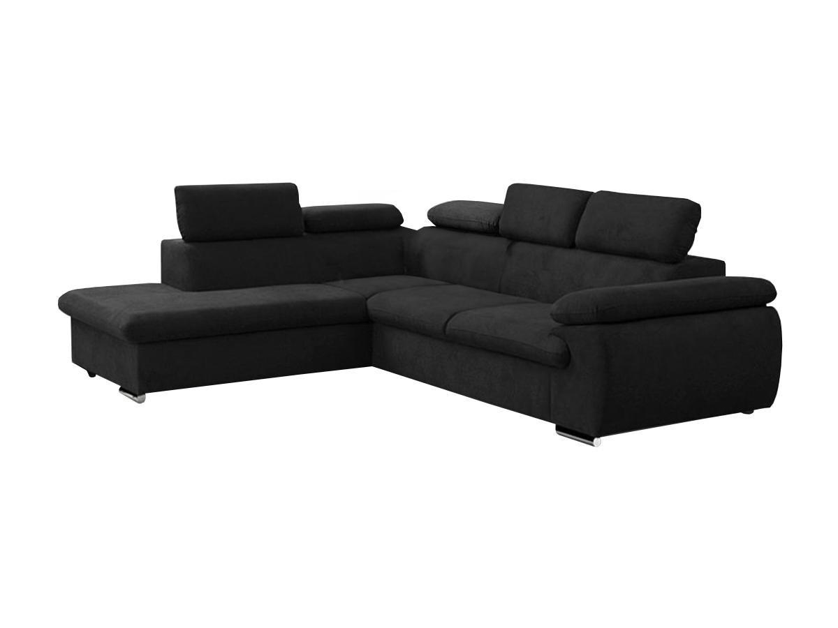 ECKSOFA mit Schlaffunktion & Bettkasten - Ecke Links - Stoff - Schwarz - FABIEN - Schwarz, Textil (221/271cm) - Vente-Unique