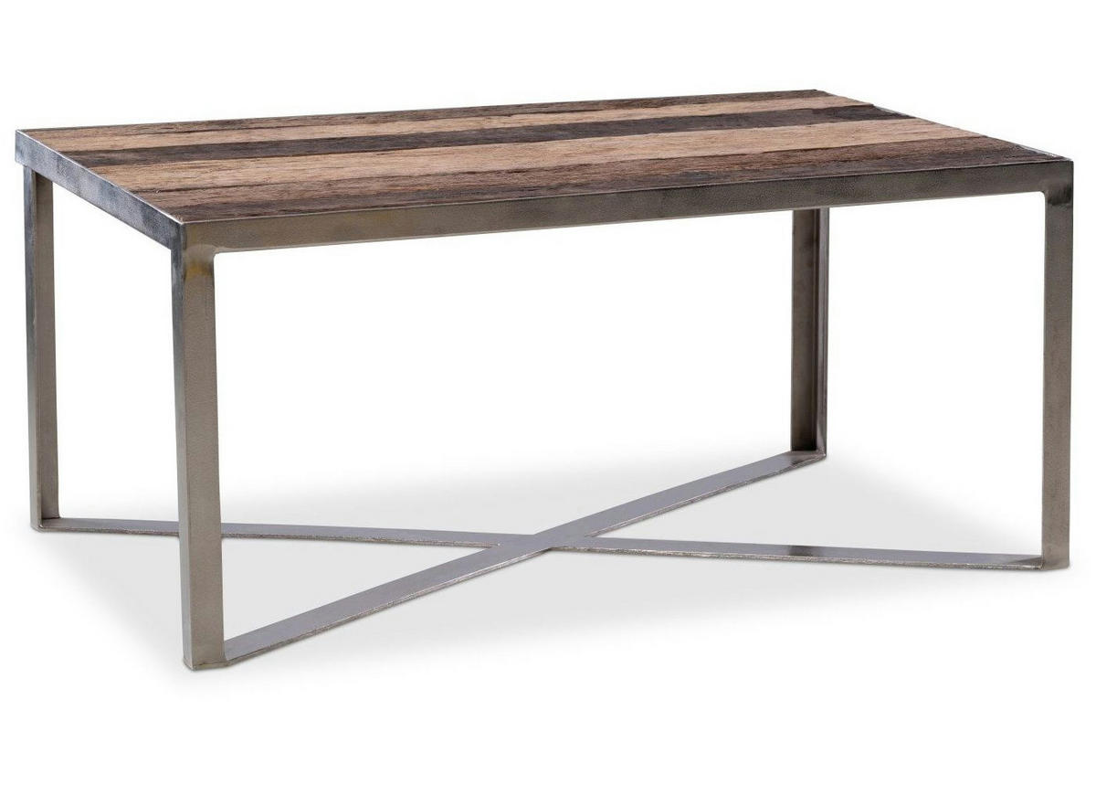 COUCHTISCH Salo 2 Recyceltes Massivholz Rechteckig 100/45/60 cm - Silberfarben, Metall (60/45/24cm) - M2 Kollektion