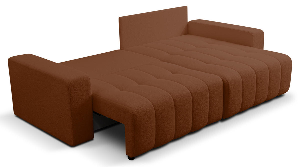 ECKSOFA Palermo mit Schlaffunktion und Bettkasten - Dunkelgelb/Braun, Holz/Holzwerkstoff (245/143cm) - Ravio