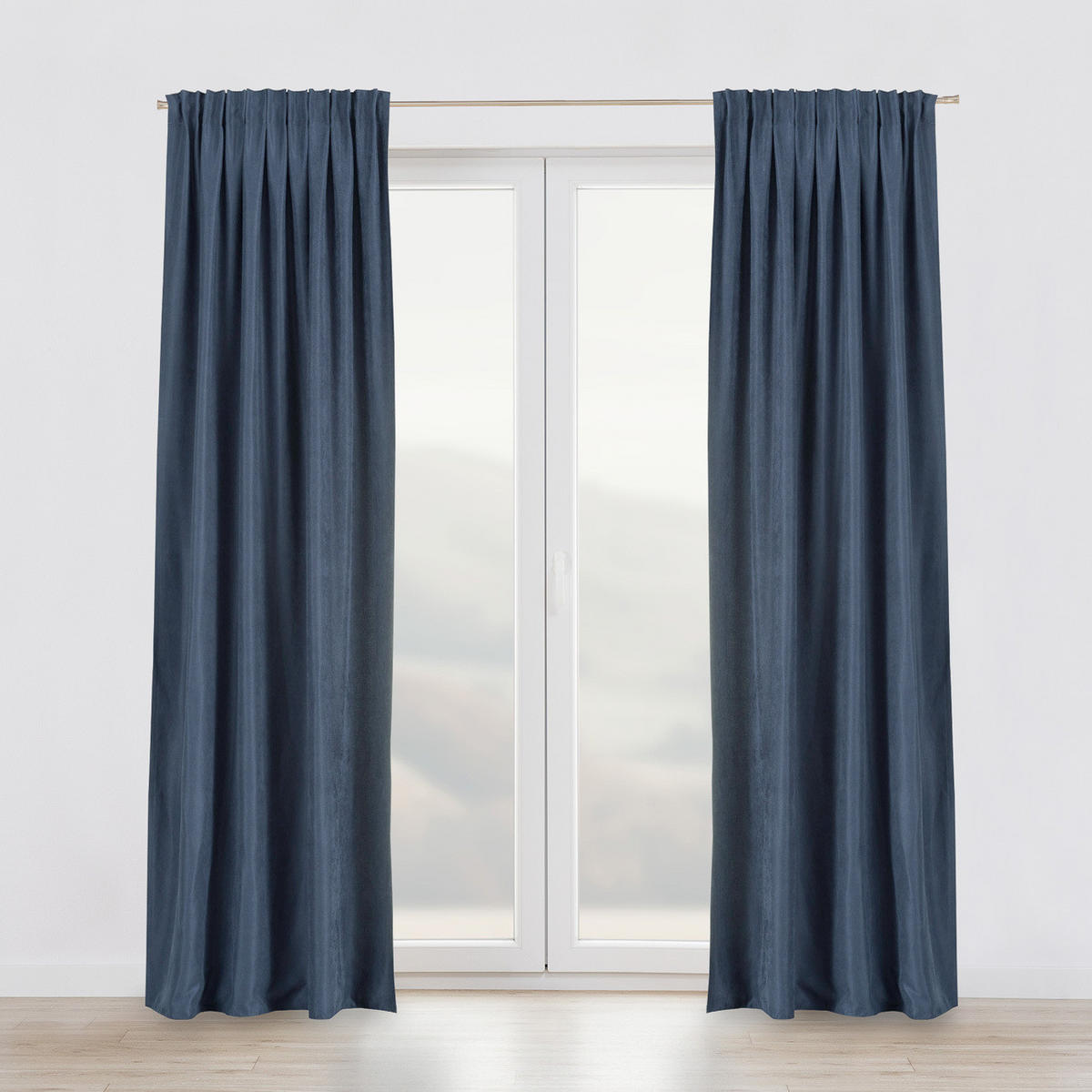 FERTIGVORHANG mit Schlaufenband dunkelblau 140 x 280 cm - Dunkelblau, Textil (140/280/1cm) - Dekoria