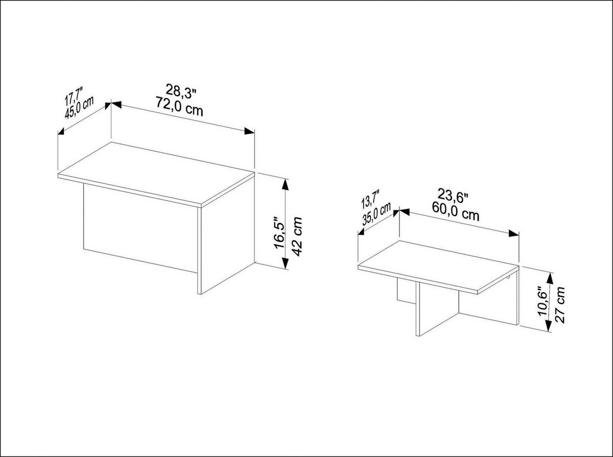 COUCHTISCH twins beige - Beige, Holz (72/45/42cm) - Habitat Garten