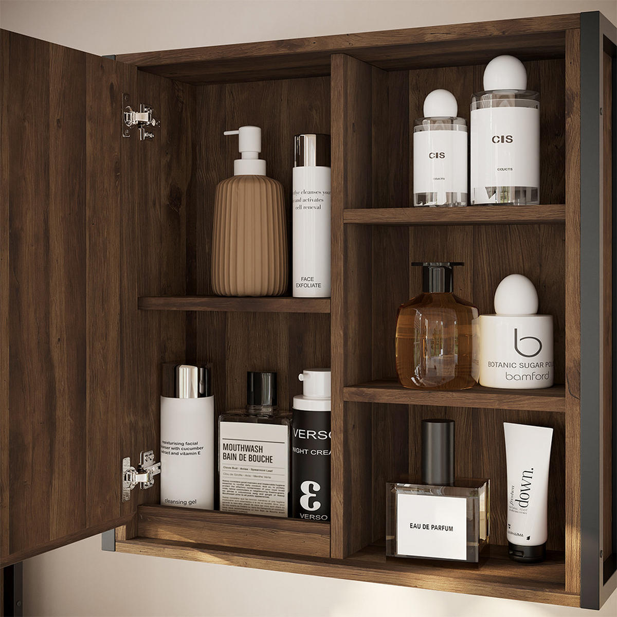 KOUPELNOVÁ ZRCADLOVÁ SKŘÍŇKA Naola Dub/černá - barva dubu, kompozitní dřevo (62.2/62.5/19.2cm) - Vicco