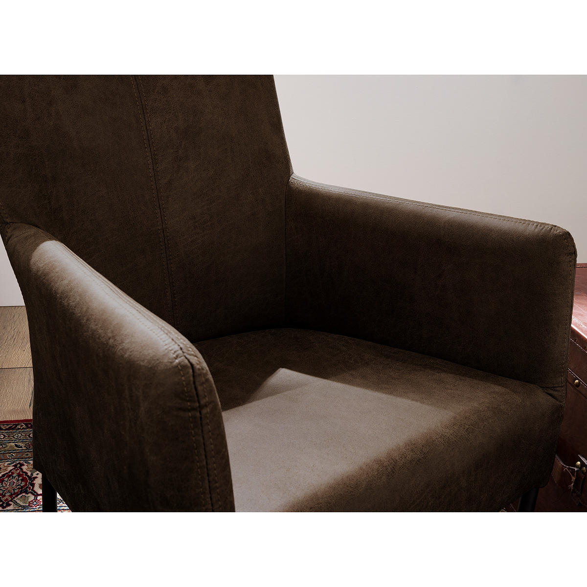 SESSEL - Antiklederlook - Graubraun, Textil (82/57/65cm) - home24