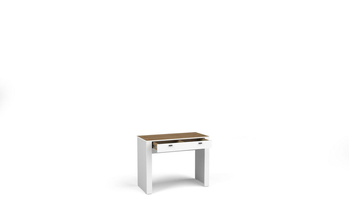 JUGENDZIMMER Mossa in Weiß & Eiche Whisky 4 teilig mit Polsterbett 120er Breite, Kleiderschrank Schreibtisch und Nachttisch - Weiß, Holzwerkstoff (80/200/120cm)