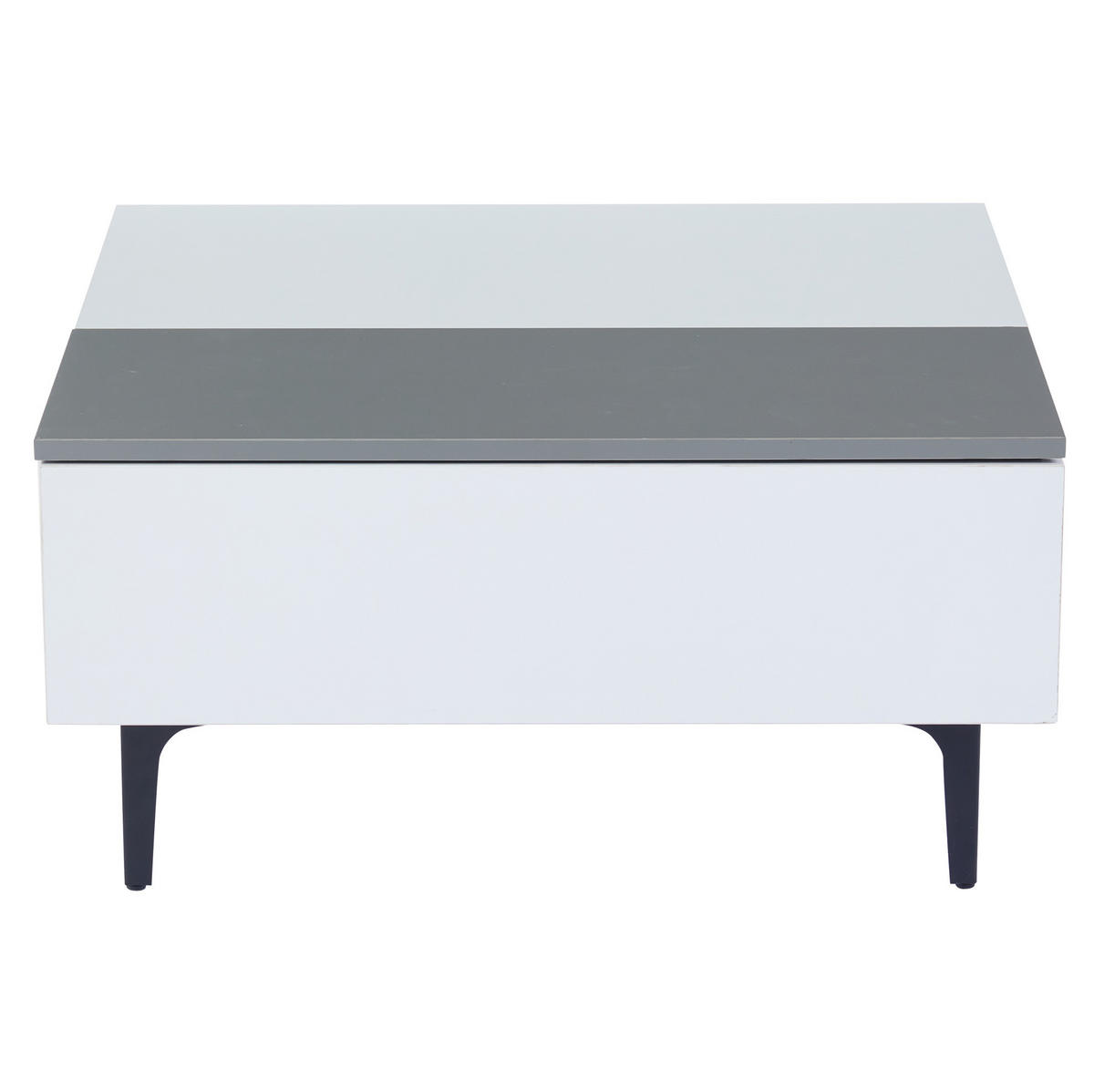 COUCHTISCH höhenverstellbar 70x70 cm MDF Weiß-Grau mit LED - Weiß, Wellpappe (70/70/35cm) - Meubliv