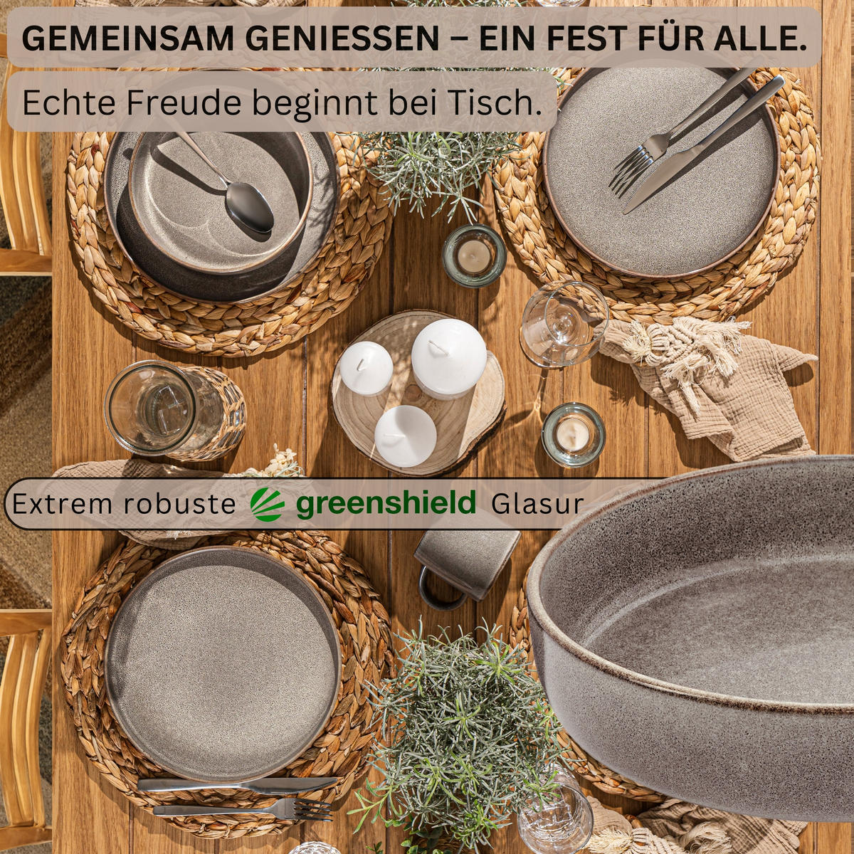 PASTASCHALEN SET KAIRO GRAPHIT - 6 teilig aus Steingut - Braun, Keramik (31.5cm) - Sänger