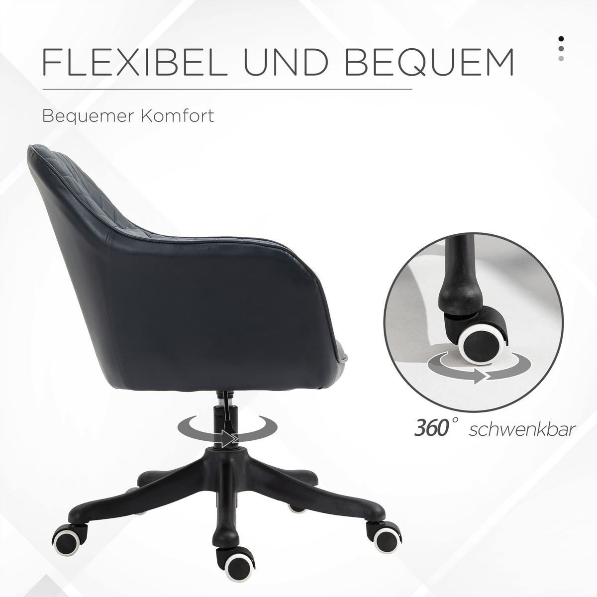 MASSAGE Bürostuhl Drehstuhl Arbeitstuhl mit Vibrationsfunktion Kunstleder Grau - Anthrazit, Leder (70/86/57cm) - Vinsetto