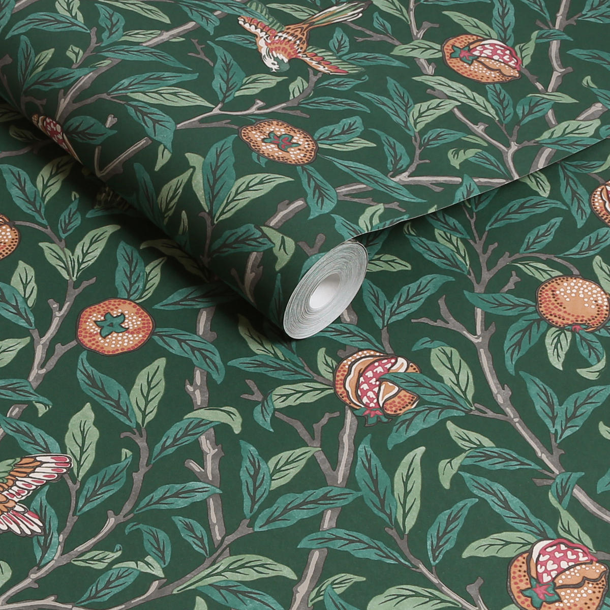 VLIESTAPETE Bird & Pomegranate Deep Green - Grün, Papier/Kunststoff (52/1000cm) - Graham & Brown