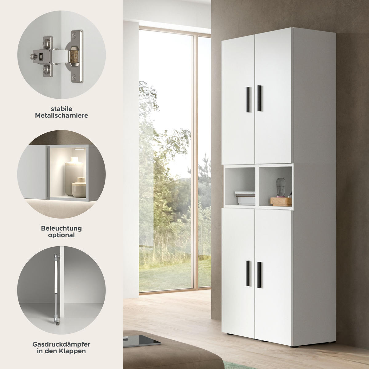 WOHNKOMBINATION THE ONE (B/H/T: ca. 65/178/34 cm) in Weiß/weiß - Weiß, Holzwerkstoff (65/178/34cm)