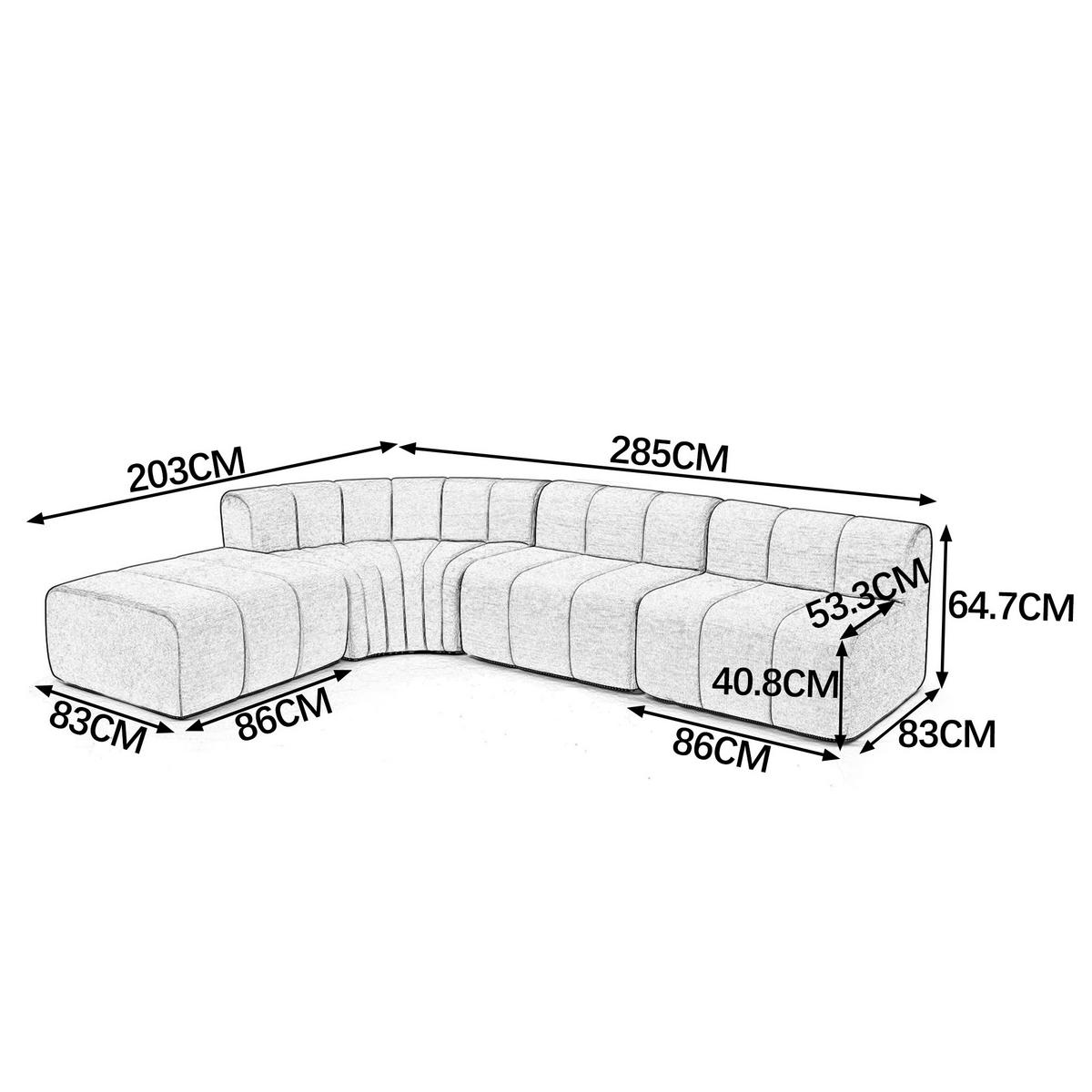 ECKSOFA DE-34633 4-Sitzer modular Braun - Braun, Textil (189/283cm) - ComfortXL