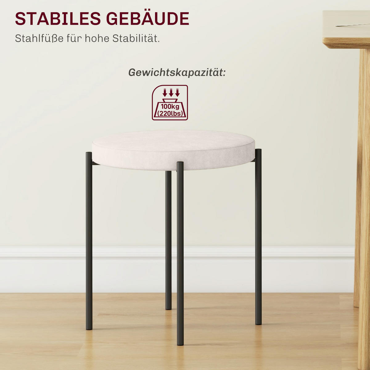 ESSZIMMERHOCKER, Cremeweiß, Polyester, Metall - Weiß, Kunststoff (41.5/46/41.5cm) - HOMCOM