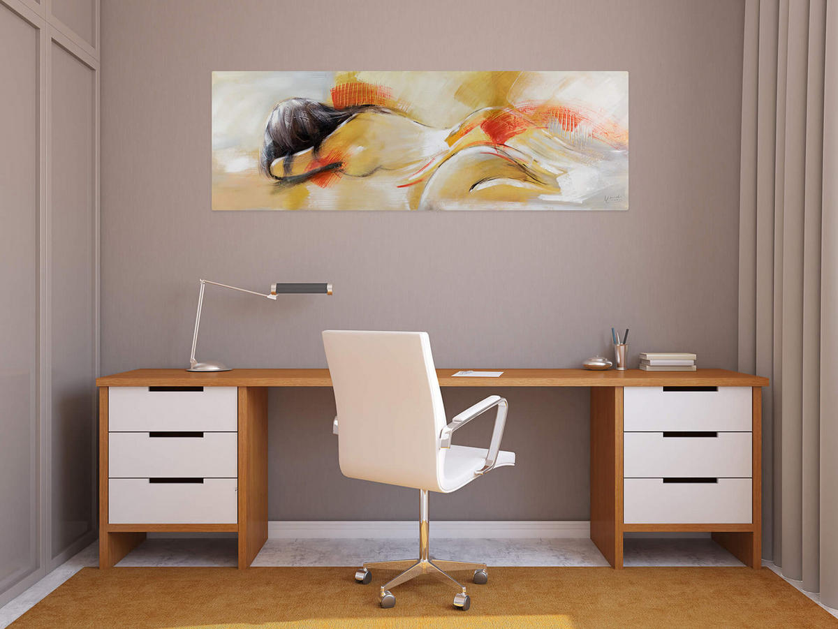 ÖLGEMÄLDE 150/50 cm - Gelb/Orange, Holz/Textil (150/50cm) - KUNSTLOFT