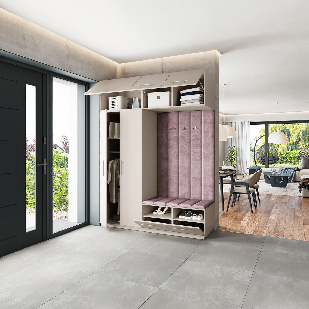 GARDEROBENSCHRANK REMA 180/240/60 cm Modern Garderobe-Set Kaschmir - Kaschmir/Lila, Holzwerkstoff (180/240/60cm) - MASSENO