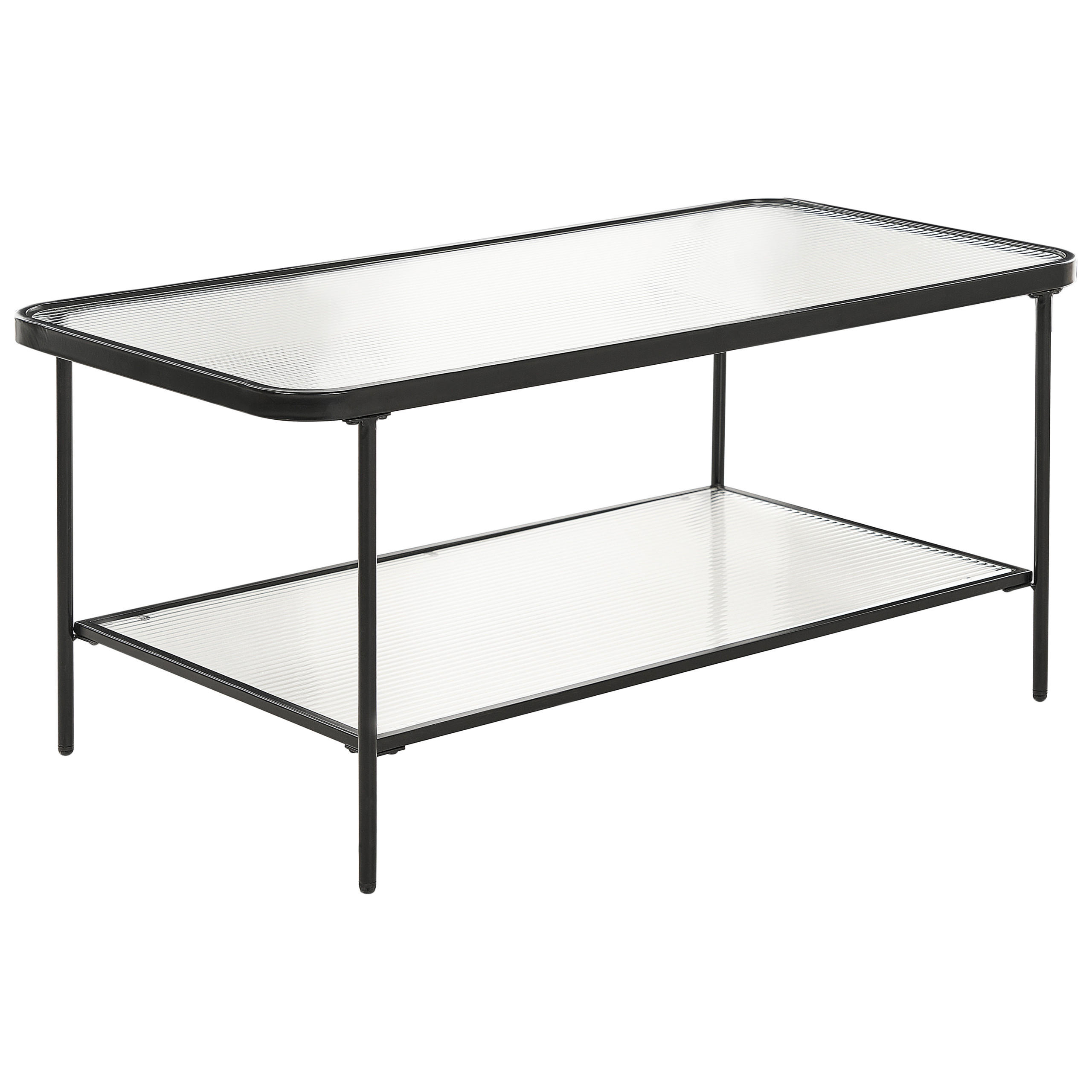 COUCHTISCH Transparent/Schwarz Blair - Transparent/Schwarz, Naturmaterialien (100/51/45cm) - Beliani