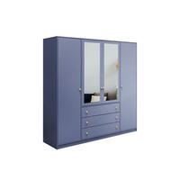 DREHTÜRENSCHRANK GALIO 196/200/57,5 cm 4-türig mit Spiegel Blau - Blau, Holzwerkstoff (196/200/57.5cm) - MASSENO