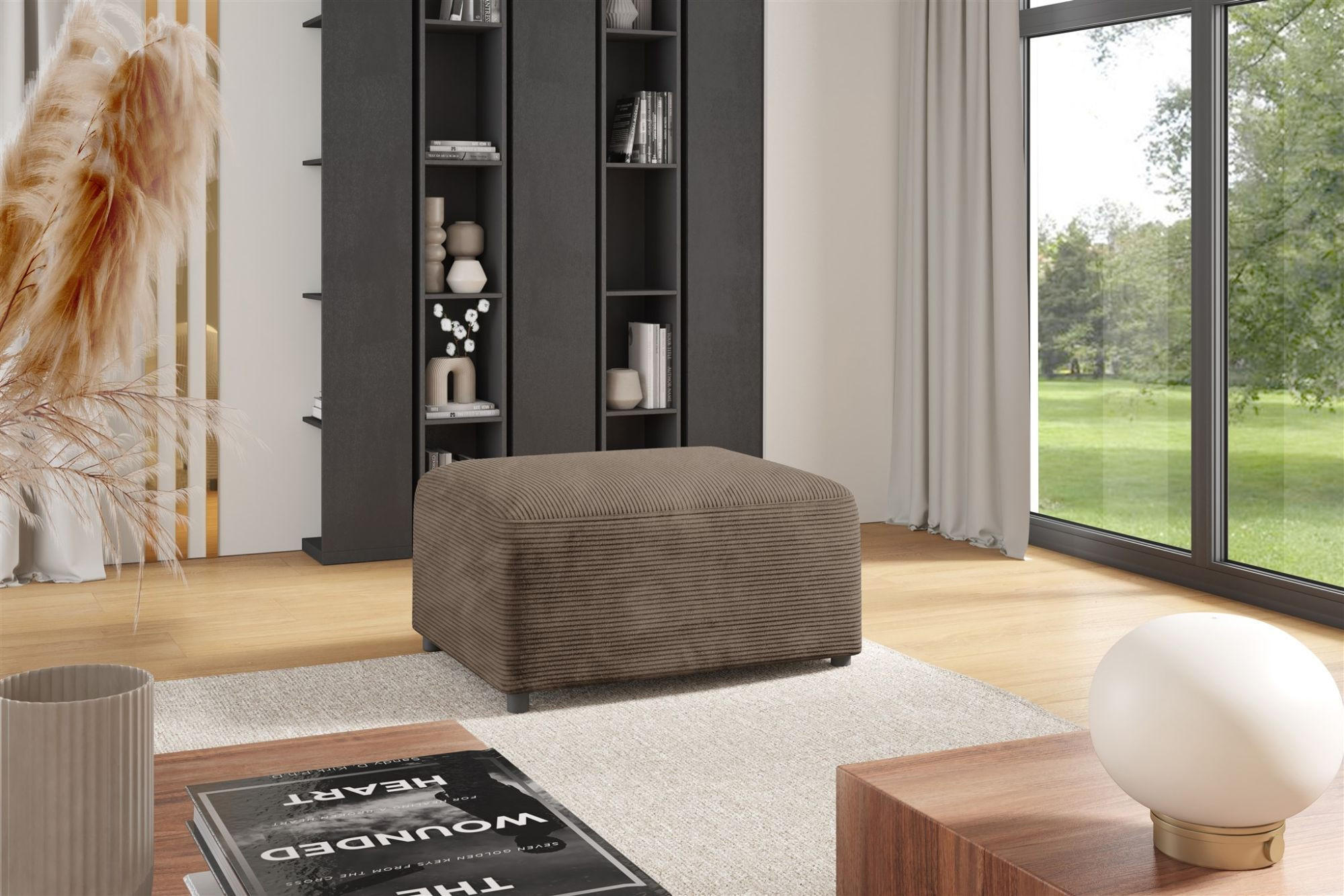 Thumbnail - Fun Möbel Ecksofa, Mokka, Textil, Ottomane rechts, 304x165 cm, Wohnzimmer, Sofas & Couches, Wohnlandschaften, Ecksofas