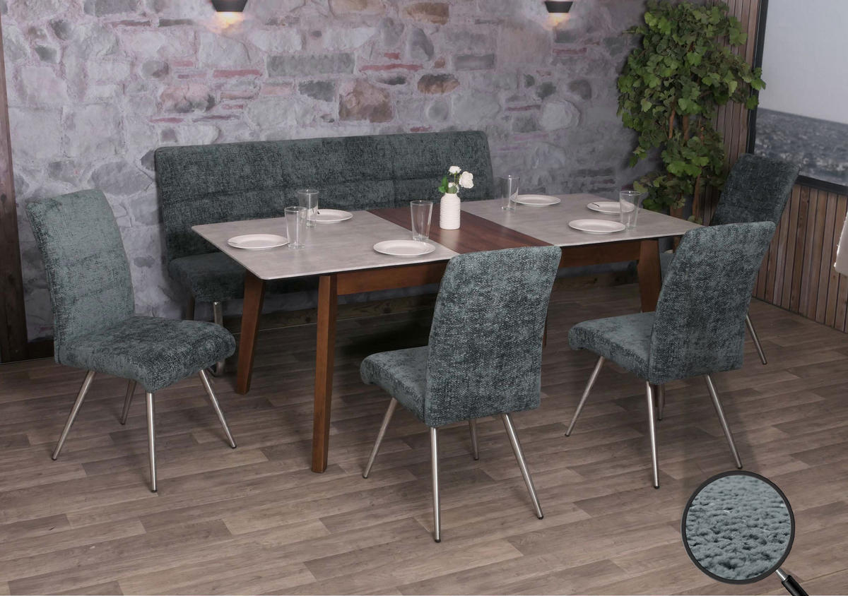 ESSZIMMER-SET Blau 5er-Set - Blau, Textil (180/99/65cm) - MCW