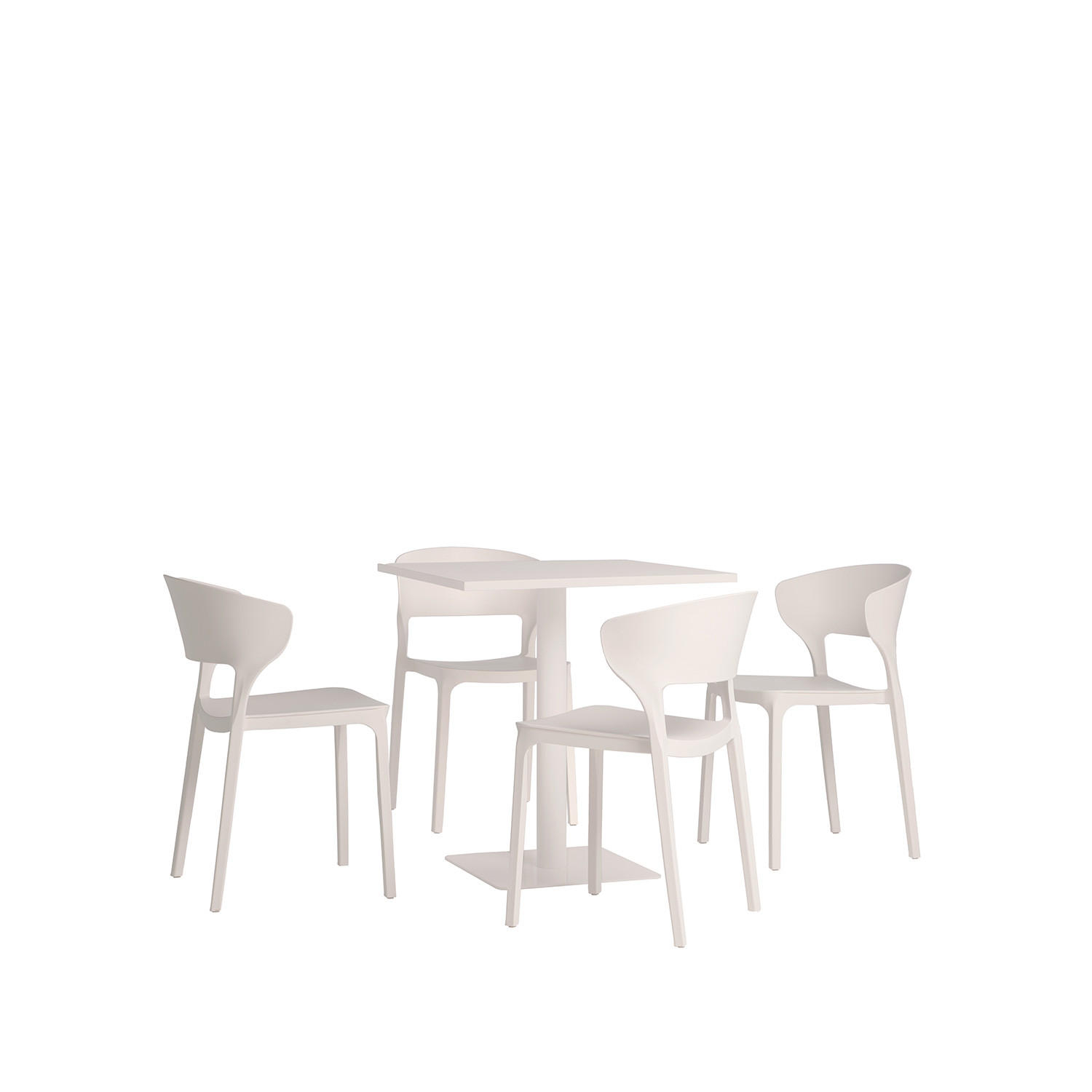 GARTEN-SET mit Tisch und 4 stapelbaren Stühlen in Beige Serin - Beige, Metall - Klast Home