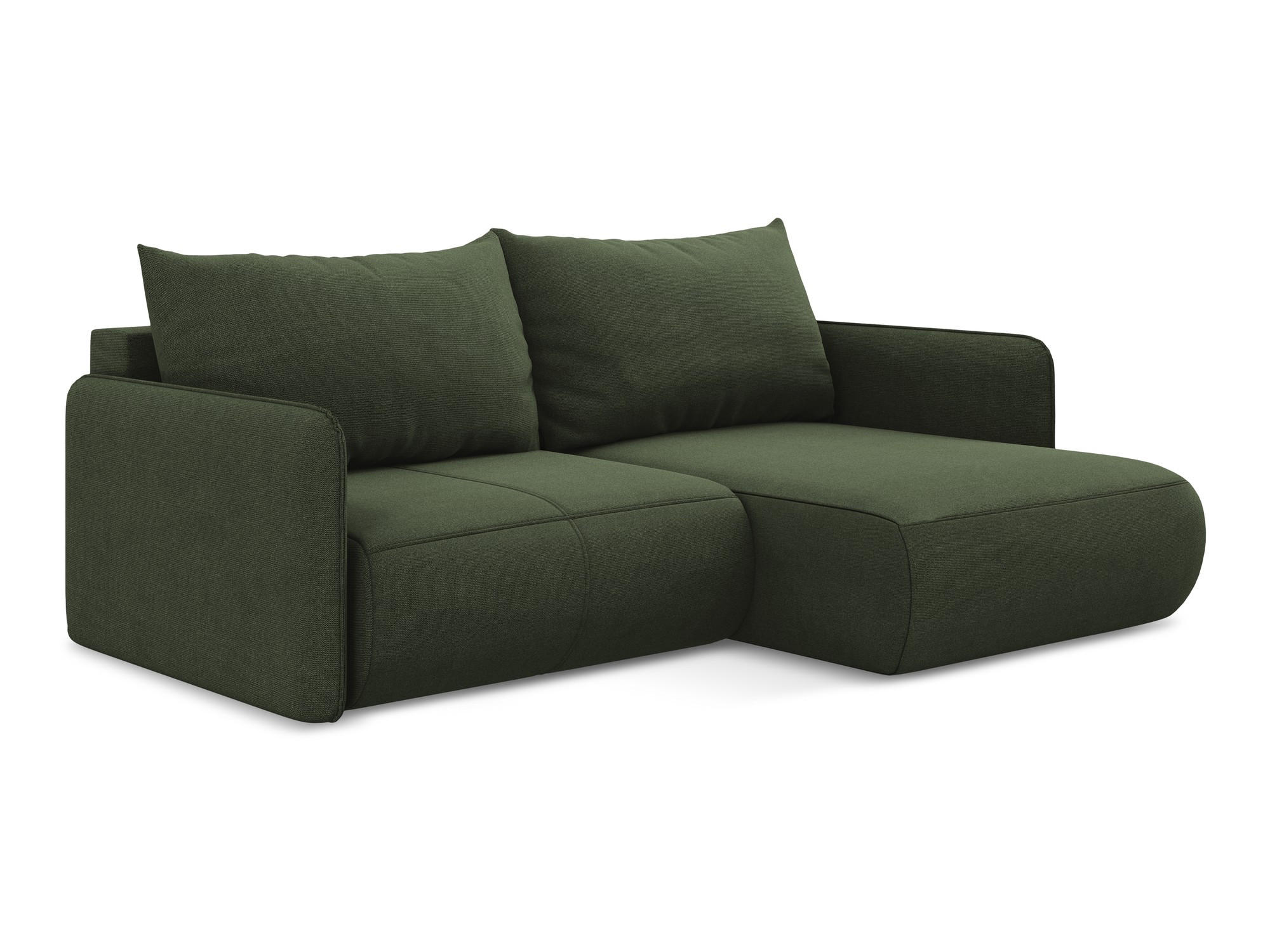 ECKSOFA mit Schlaffunktion Strukturstoff Stoff Grün - Schwarz/Olivgrün, Kunststoff/Textil (207/148cm) - Makamii