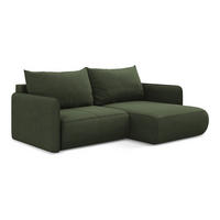 ECKSOFA mit Schlaffunktion Strukturstoff Stoff Grün - Schwarz/Olivgrün, Kunststoff/Textil (207/148cm) - Makamii