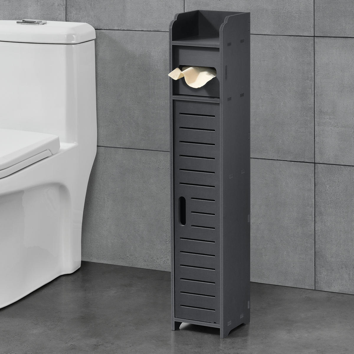 TOILETTENPAPIERHALTER Leoben - Dunkelgrau, Kunststoff (15/80/15cm) - [en.casa]