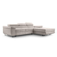 ECKSOFA L Form Arborio Zartweiß 280/203/90 cm Rechts mit Schlaffunktion - Creme/Schwarz, Textil/Metall (280/203cm) - AX Living